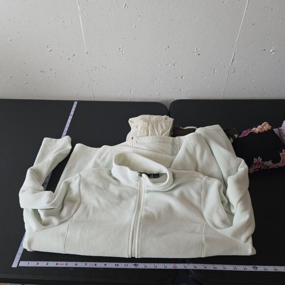 Lands End Womens White Fleece Full Zip Jacket Plus Size 1X Neutral Soft Cozy - Picture 7 of 13